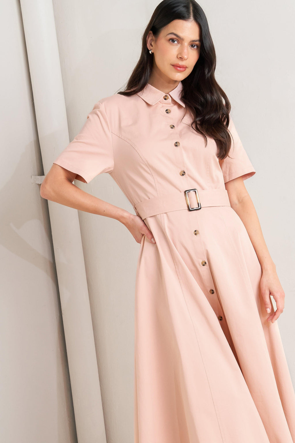 LUCKY ME WOVEN MIDI DRESS