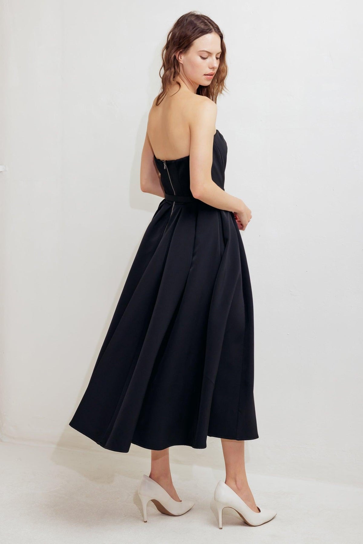 BLACK TIE MUSE WOVEN MIDI DRESS