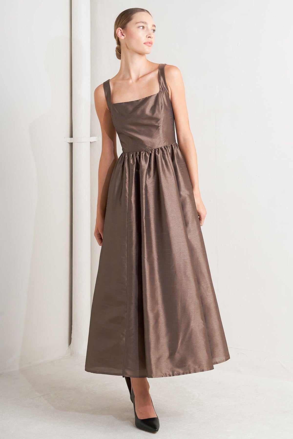 CAFÉ LUSTER WOVEN MIDI DRESS