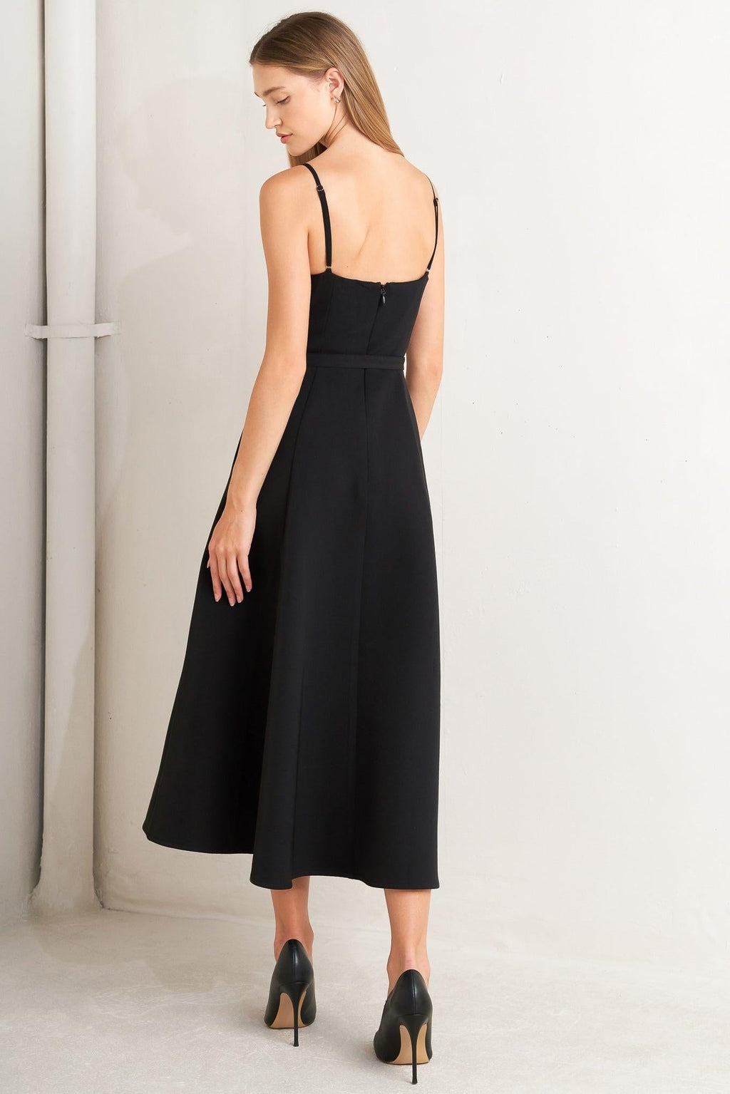 MIDNIGHT TUX WOVEN MIDI DRESS