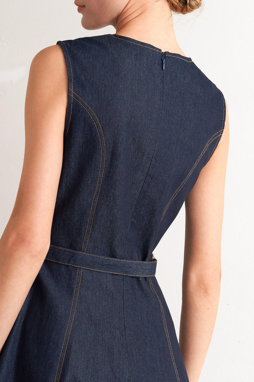 MODERN DARK DENIM MIDI DRESS