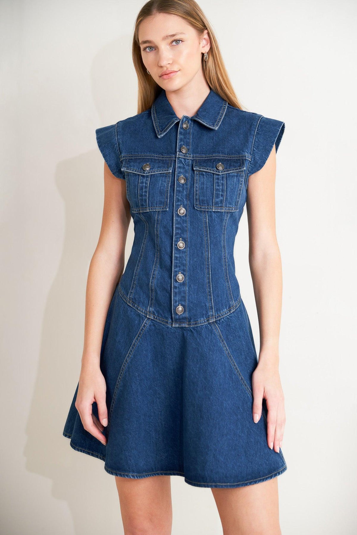 BLUE CRUSH DENIM MINI DRESS