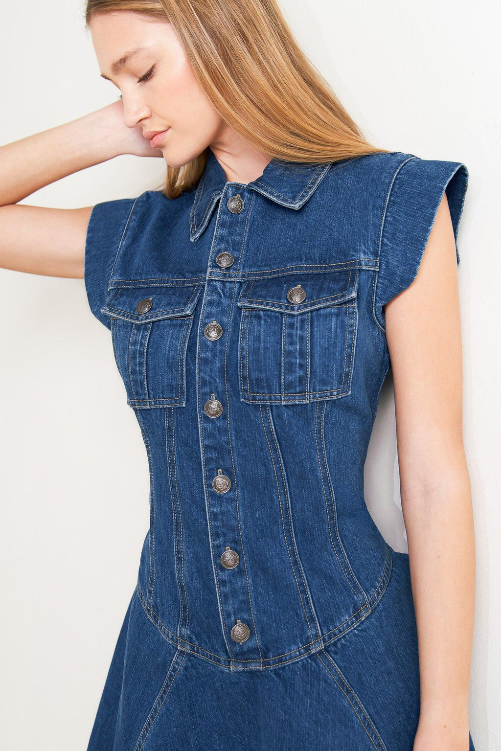 BLUE CRUSH DENIM MINI DRESS