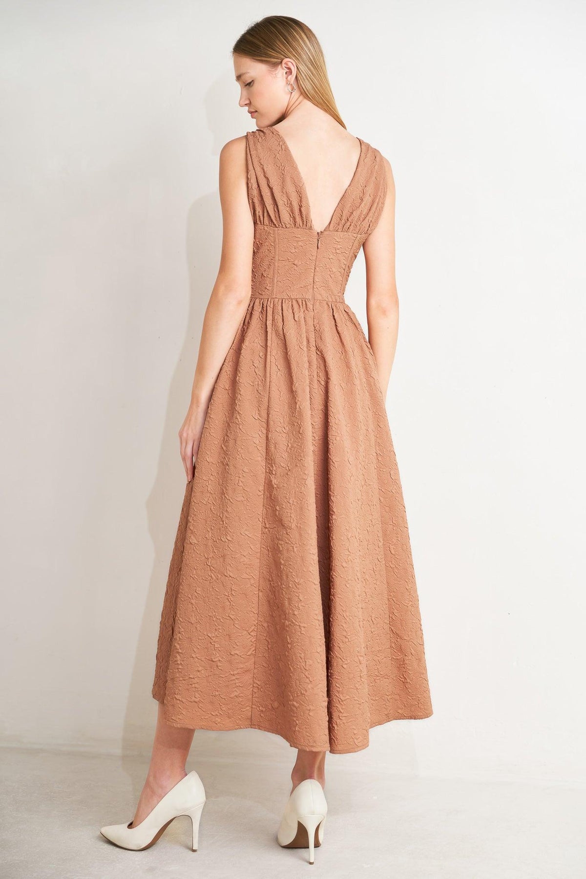 EARTHBOUND CHARM WOVEN MIDI DRESS