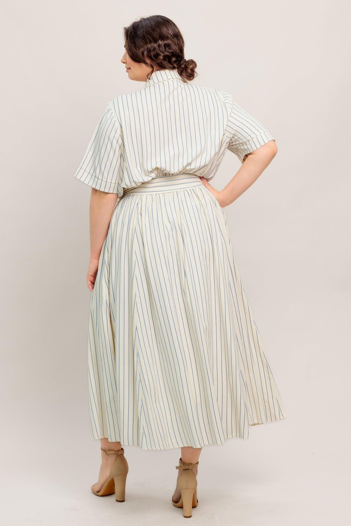 SUNDAY STRIPE WOVEN MIDI DRESS