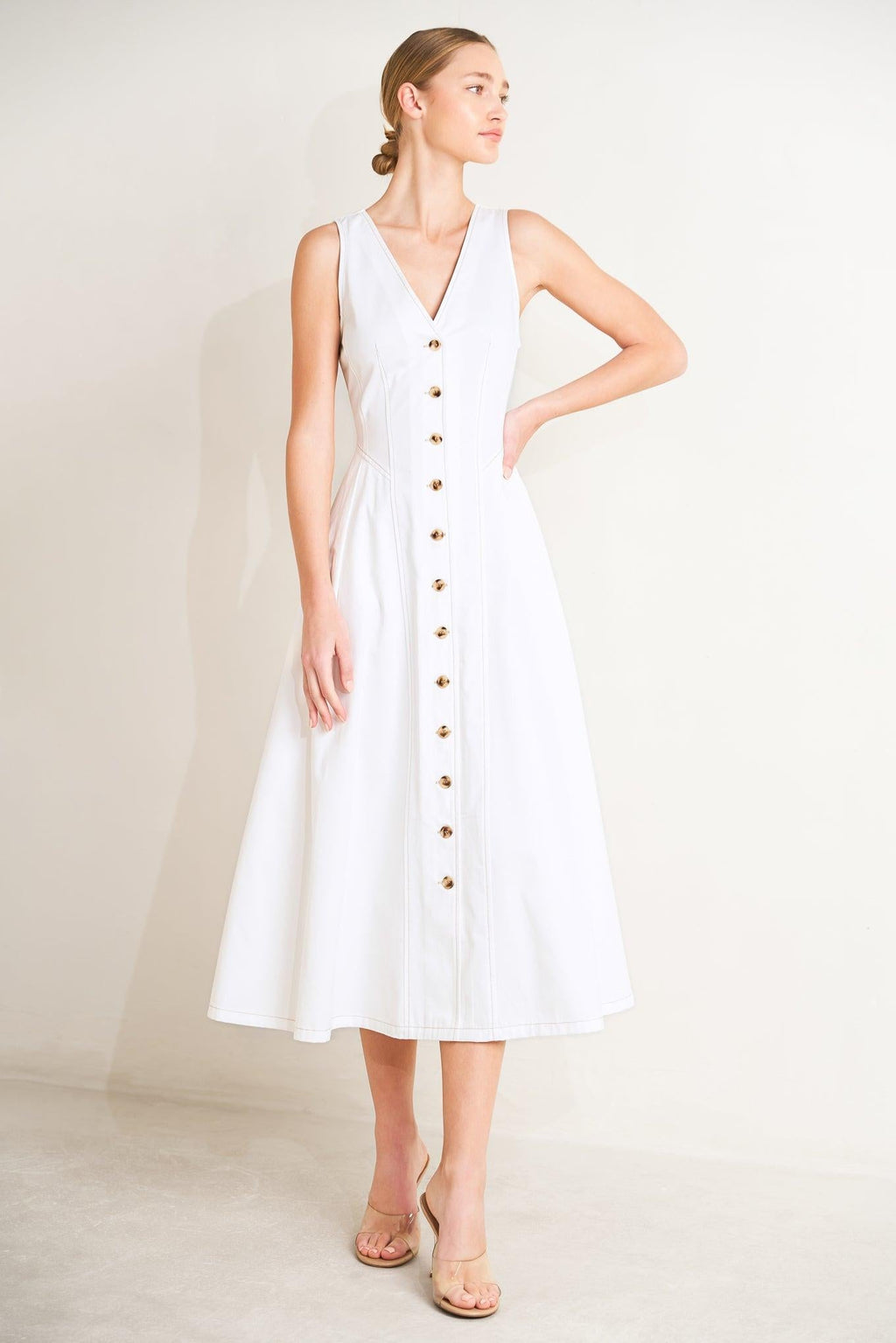 ELEGANTLY YOURS WOVEN MIDI DRESS