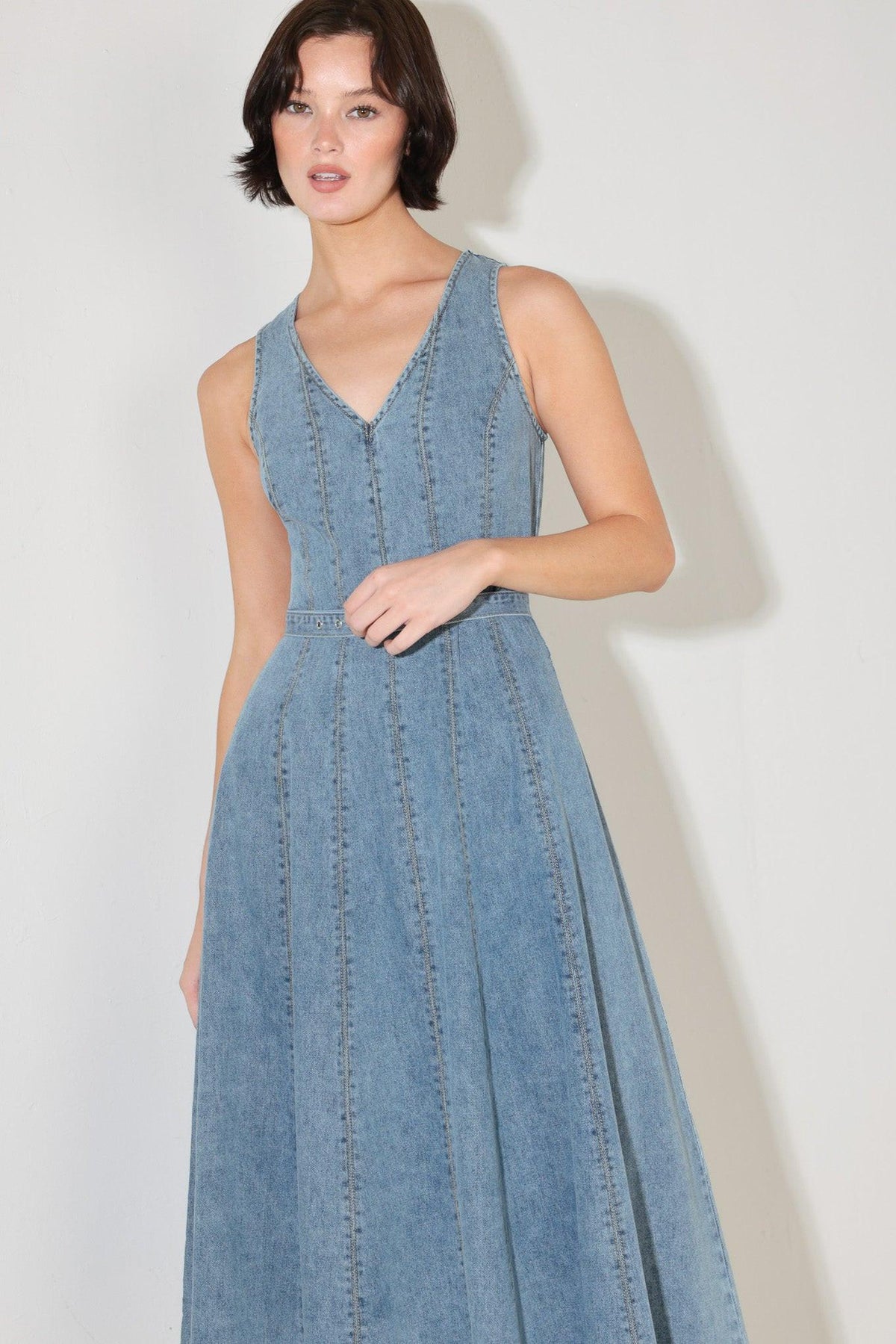 SIMPLY STUNNING DENIM MIDI DRESS
