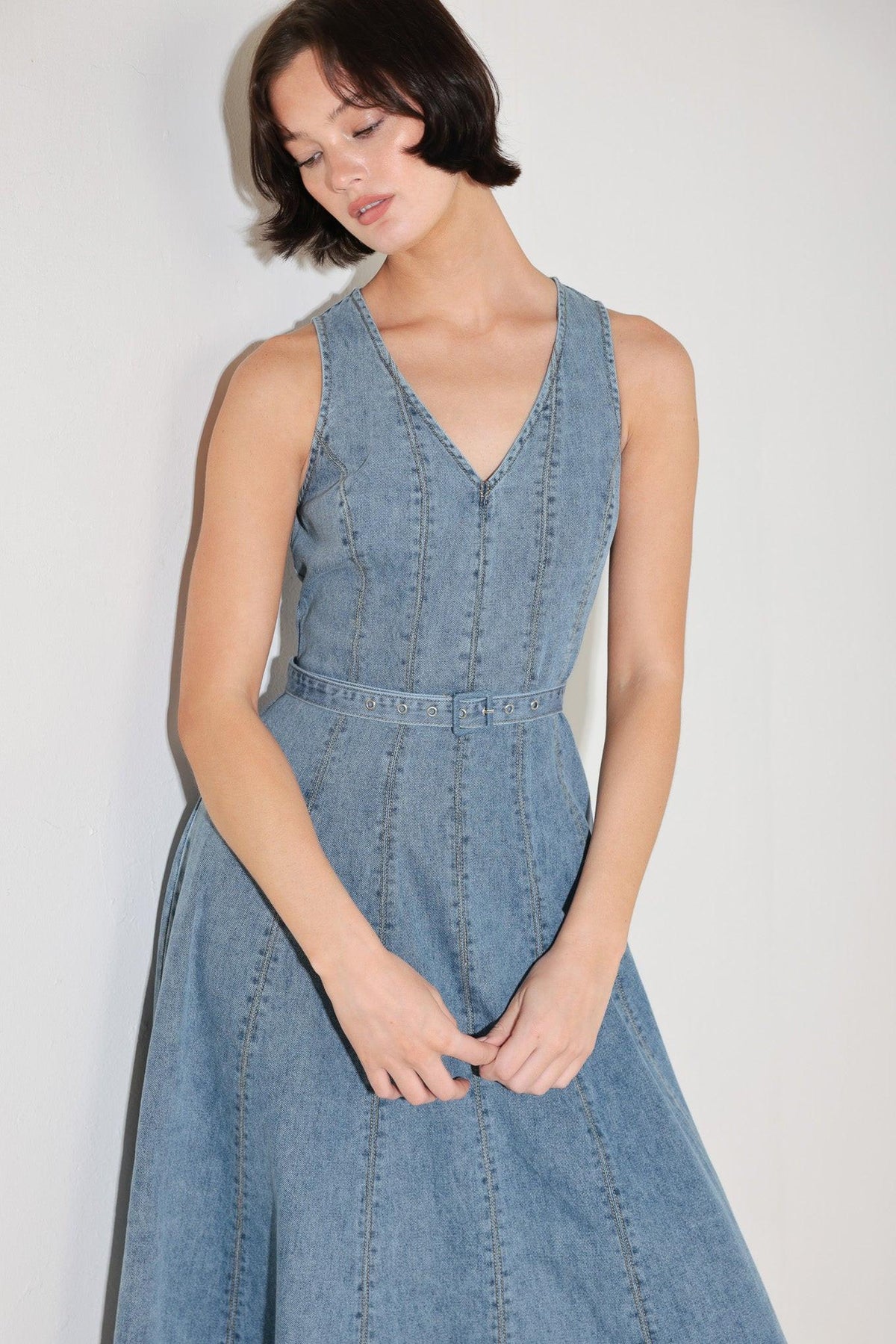 SIMPLY STUNNING DENIM MIDI DRESS