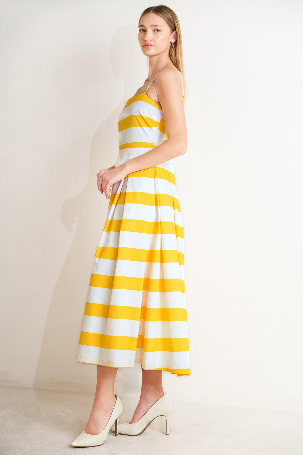 HONEY GLOW WOVEN MIDI DRESS