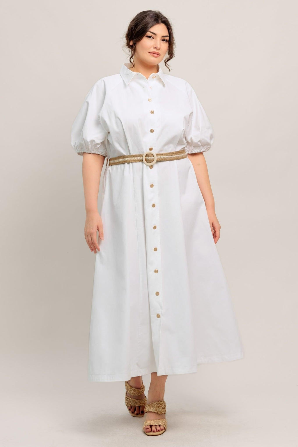RELAXED TAILOR WOVEN MIDI DRESS