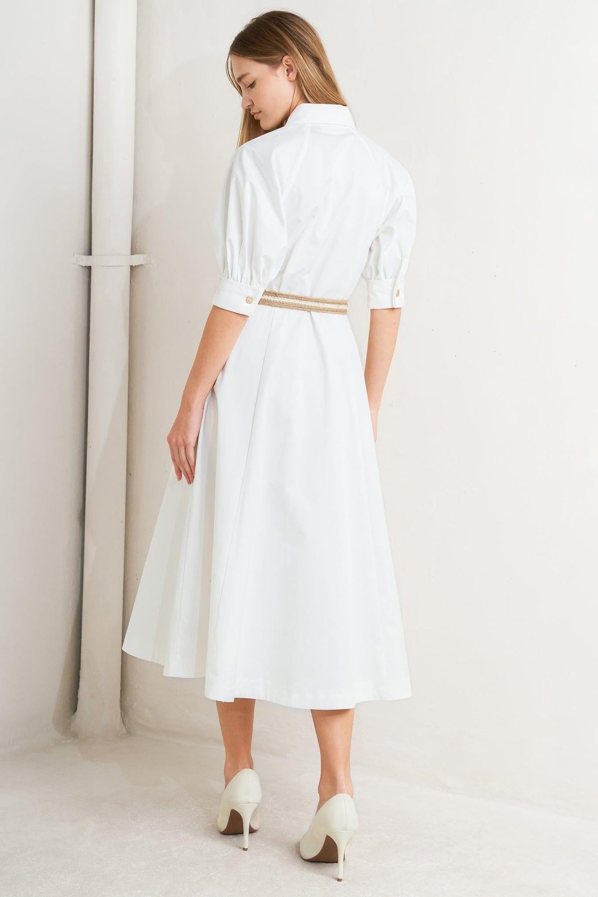 RELAXED TAILOR WOVEN MIDI DRESS