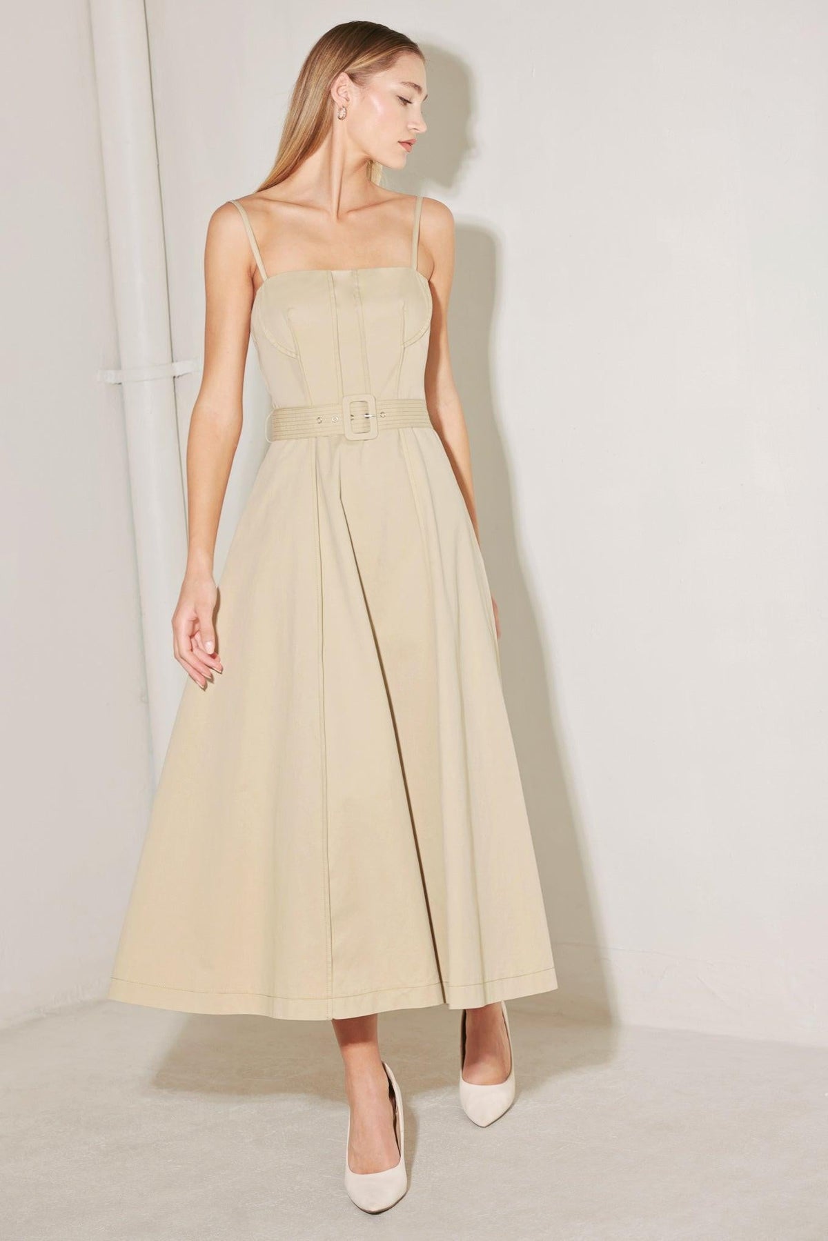 UNDERSTATED ICON WOVEN MIDI DRESS