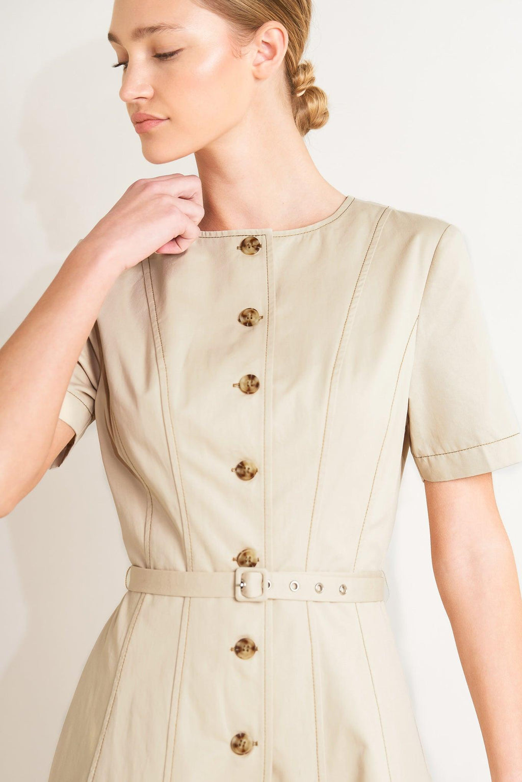 COMMAND THE ROOM WOVEN MIDI DRESS