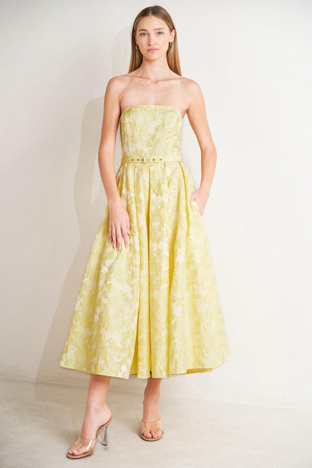 BUTTERCUP BLOOM WOVEN MIDI DRESS