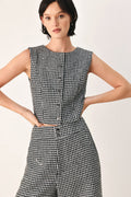 CHECKED IN SPARKLE HOUNDSTOOTH VEST