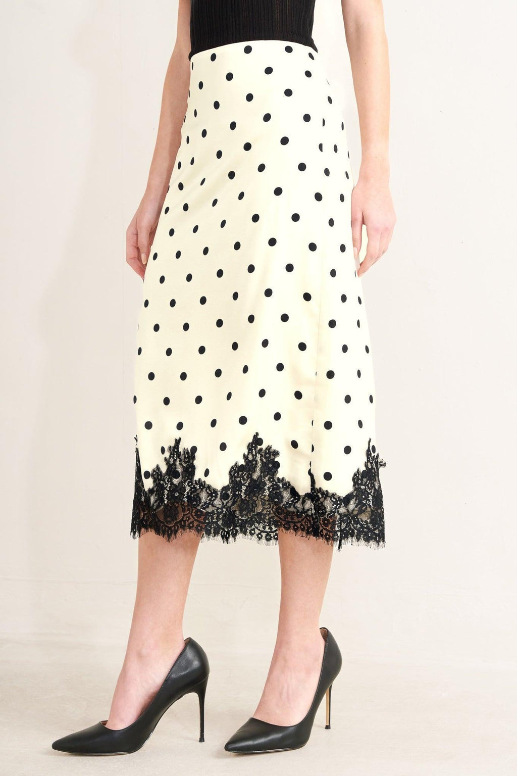 PARIS POLKA WOVEN MIDI PENCIL SKIRT