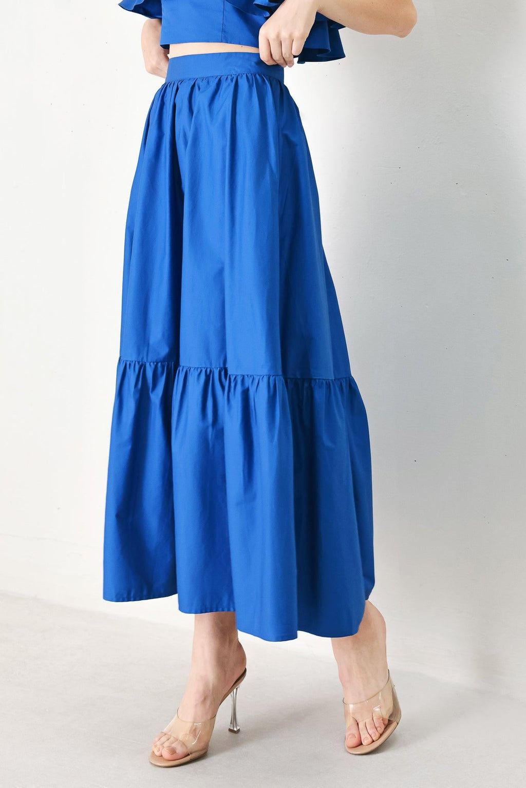 ROYAL FLOW WOVEN MIDI SKIRT