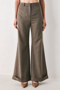 TAILORED TEMPO BROWN CUFFED FLARE PANTS