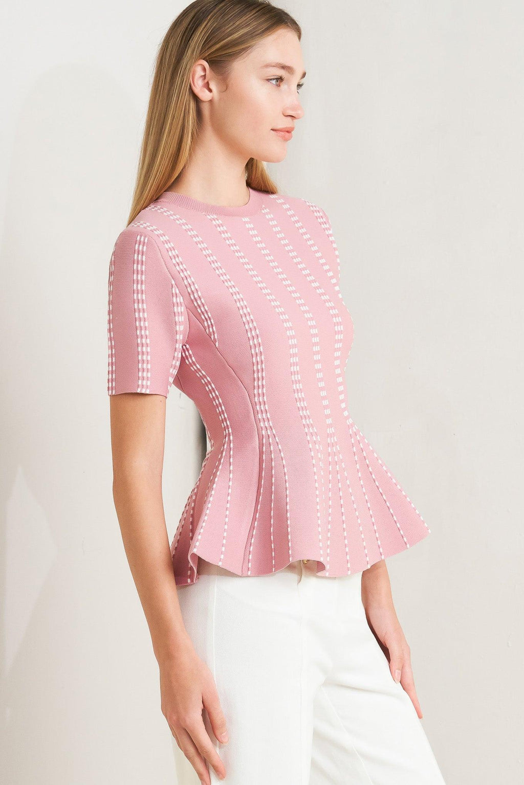 EVENING RUSTLE JACQUARD SWEATER TOP