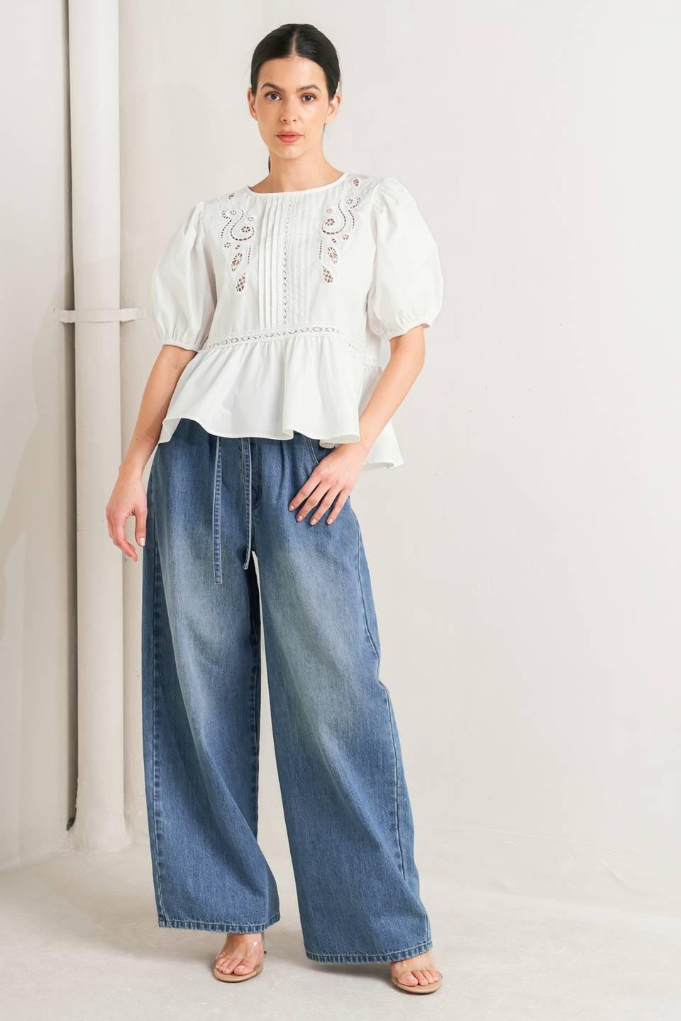 SILENT MORNING WOVEN TOP