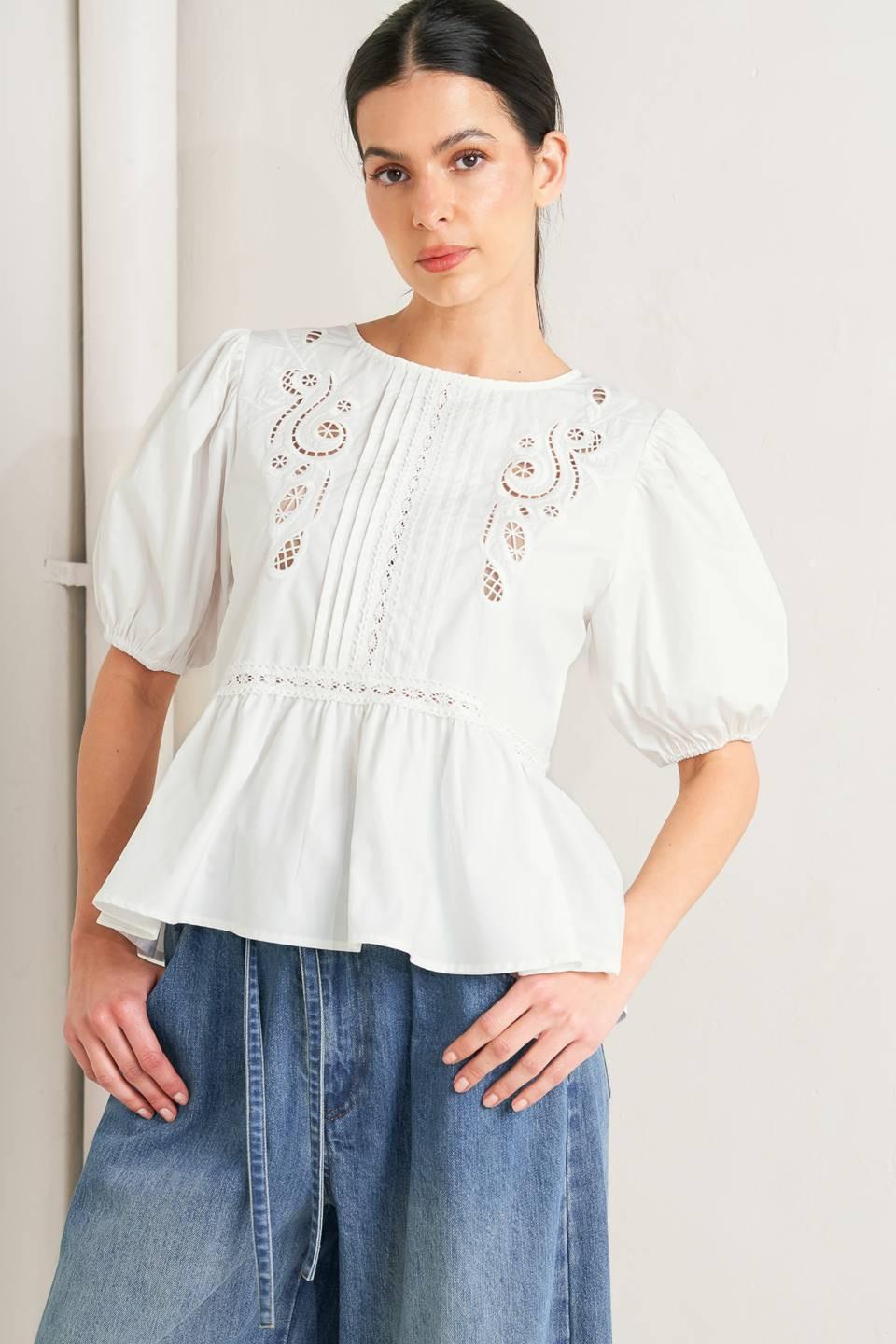 SILENT MORNING WOVEN TOP