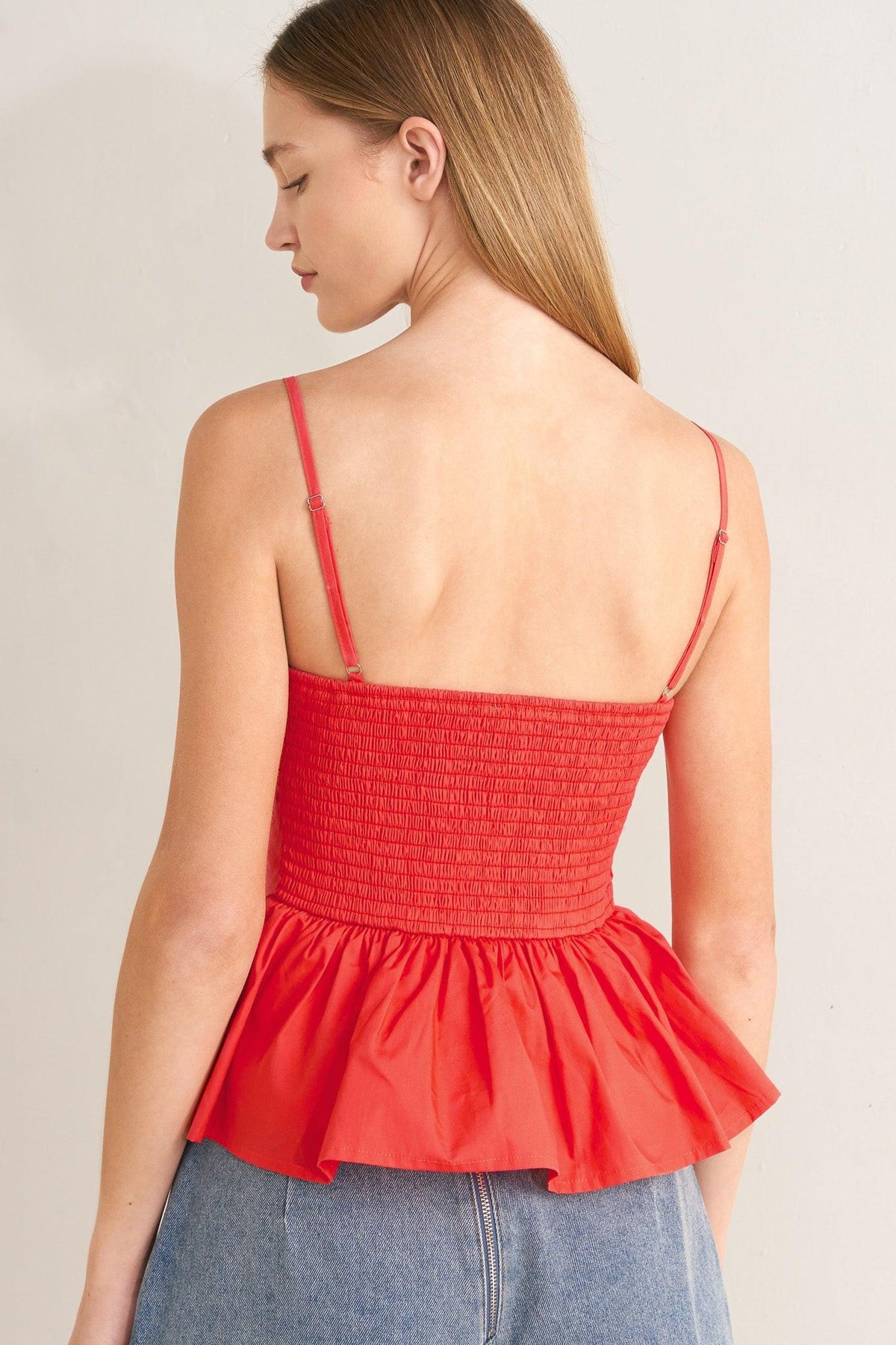 SUNSET BOW RED WOVEN TOP