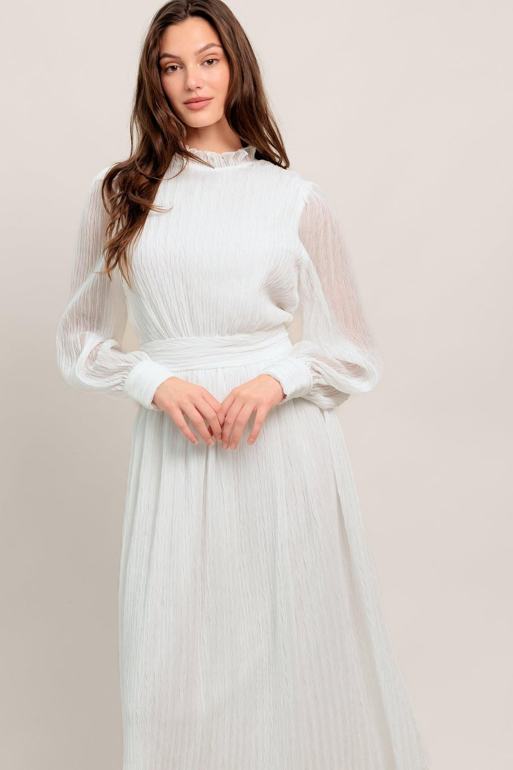FOREVER WAITING WOVEN MIDI DRESS