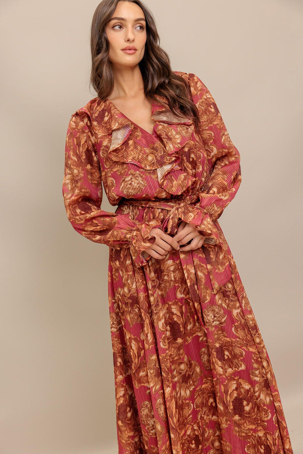 AUTUMN SONATA WOVEN MIDI DRESS