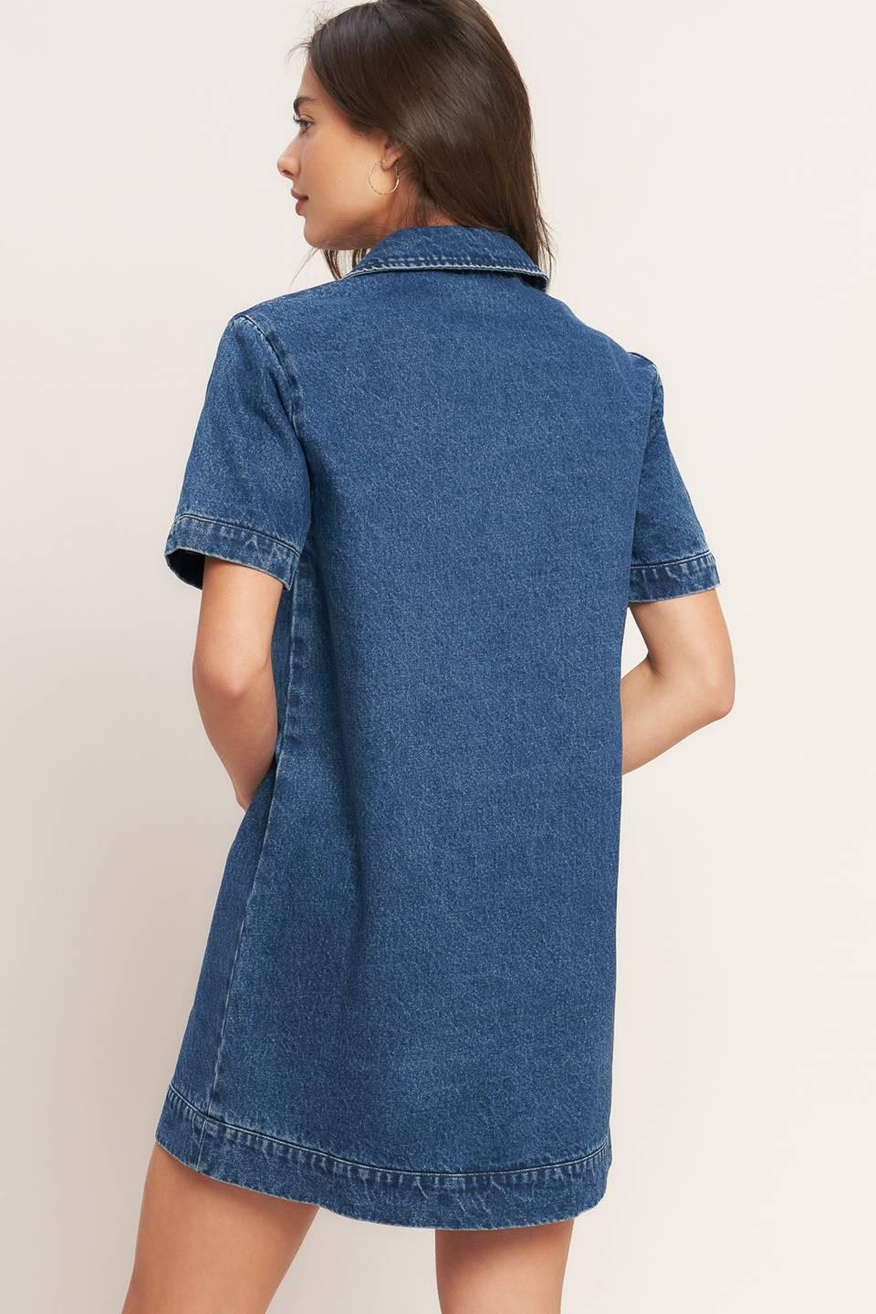 BLUE CANVAS DENIM MINI DRESS