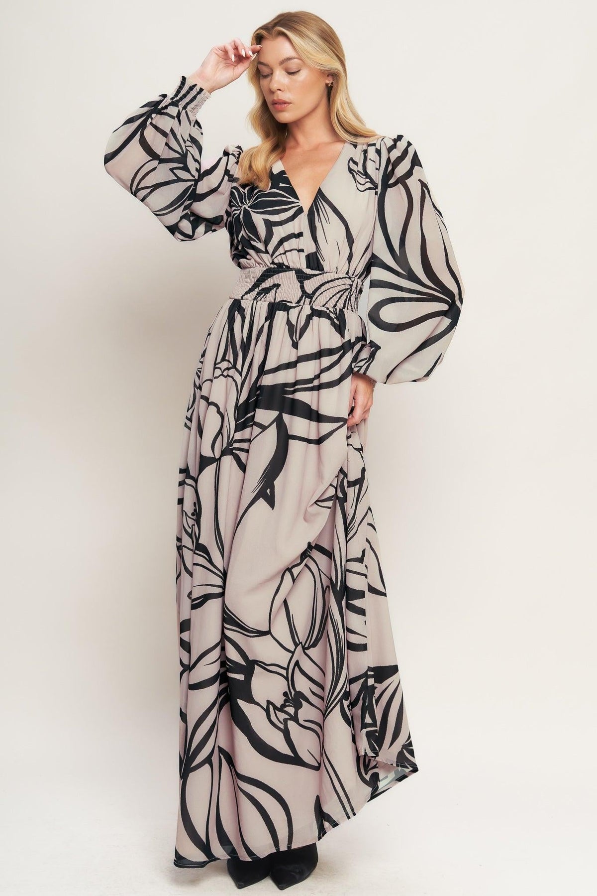 DANCING DEWDROPS WOVEN MAXI DRESS