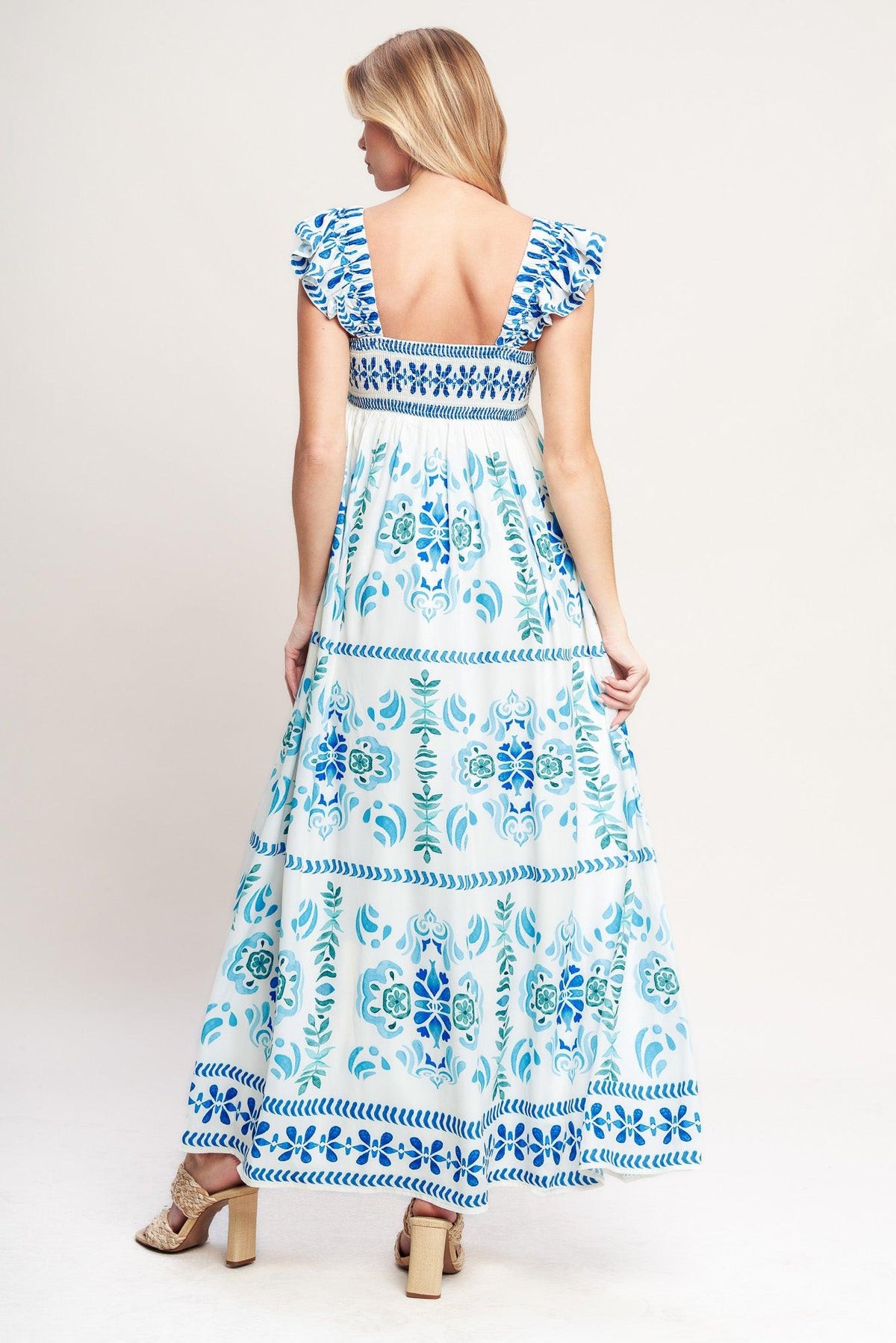 WALKING ON THE COAST WOVEN MAXI DRESS