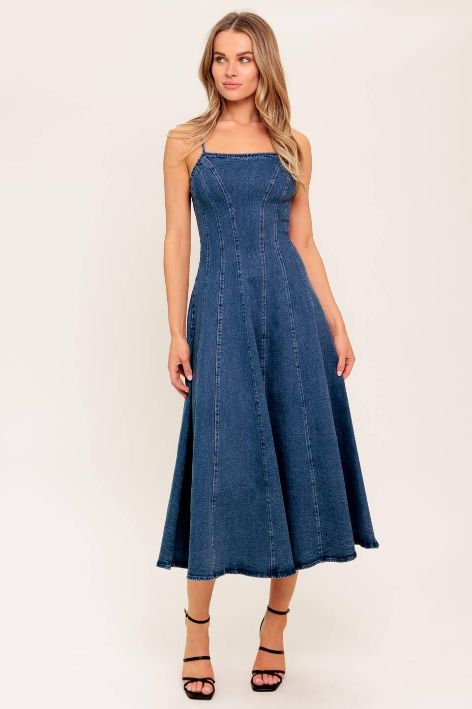 VANILLA COVE DENIM MIDI DRESS