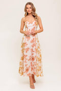 SANDSTONE PETAL WOVEN MIDI DRESS