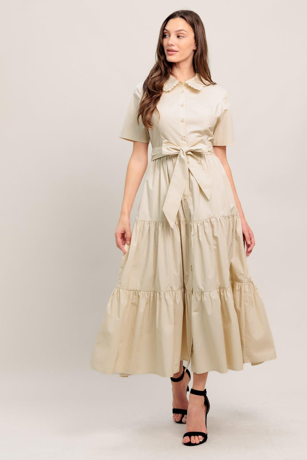 WORTH THE WAIT WOVEN MIDI DRESS