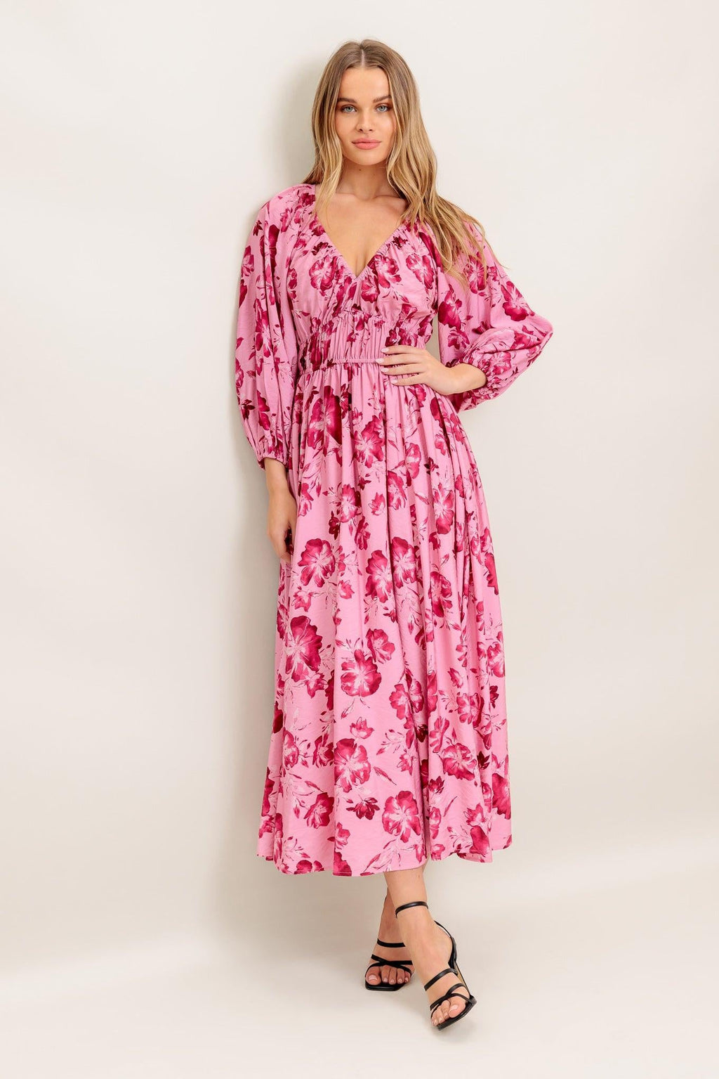HONEY BUN MOUVE WOVEN MIDI DRESS