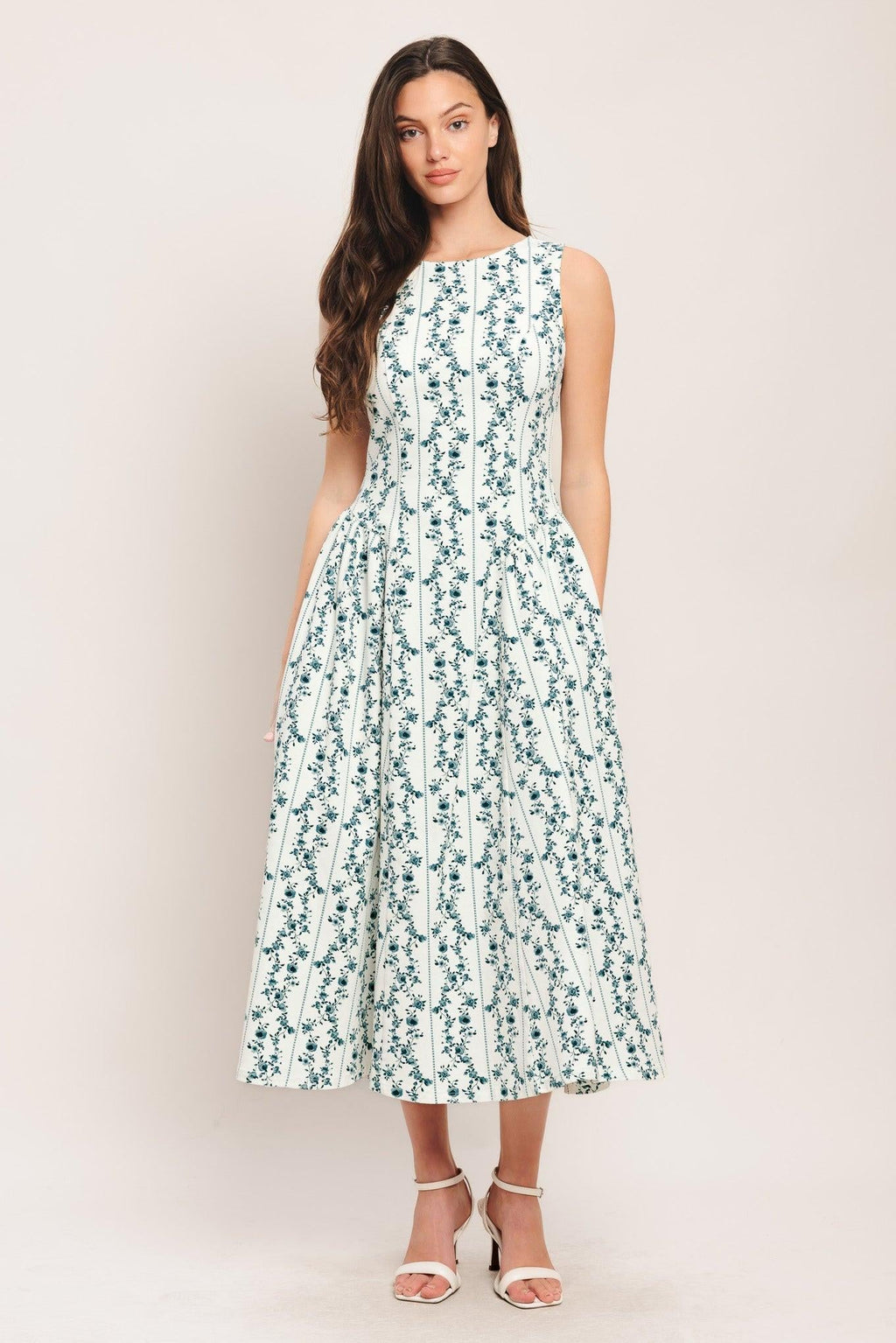 BLOOM COLUMN WOVEN MIDI DRESS