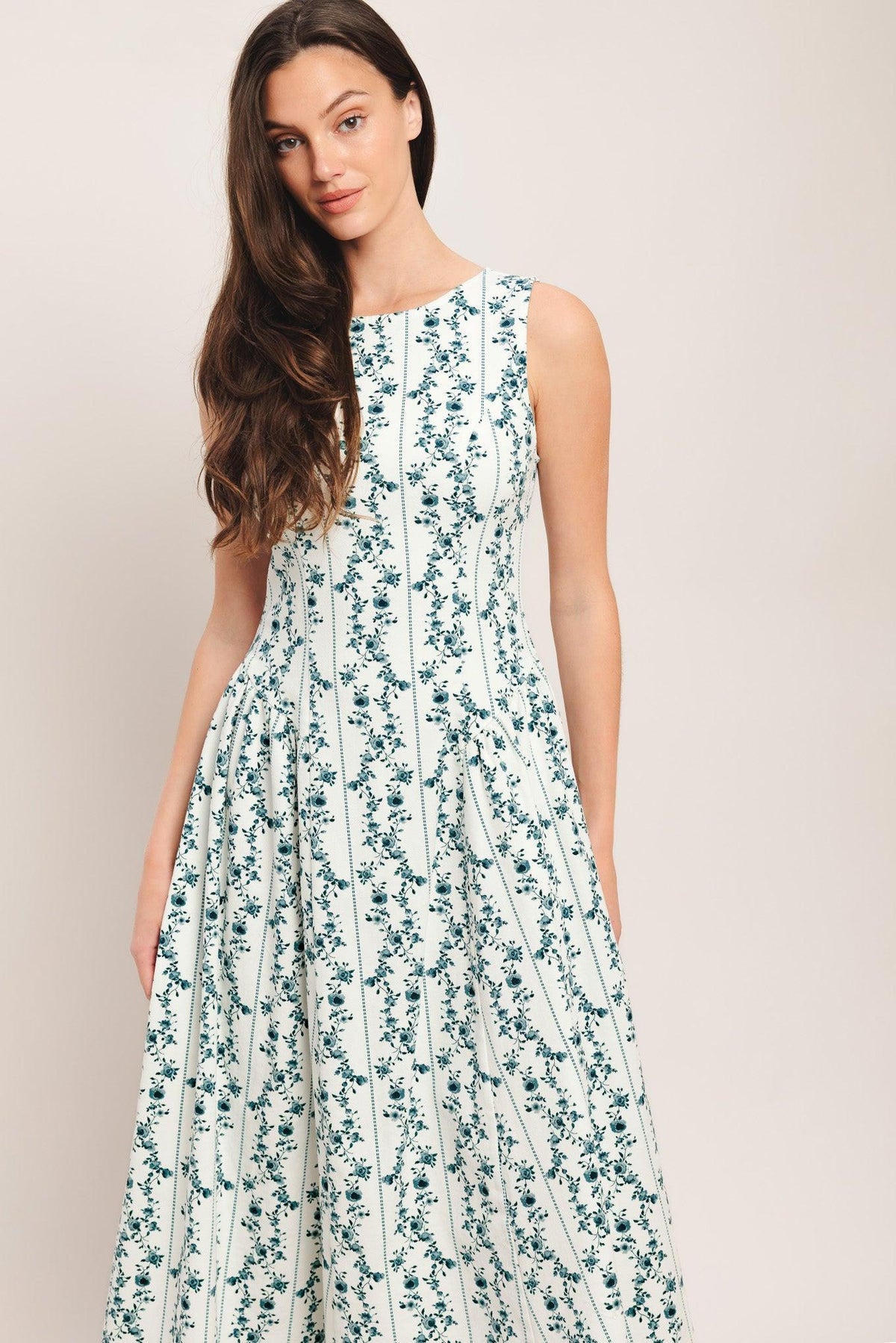 BLOOM COLUMN WOVEN MIDI DRESS