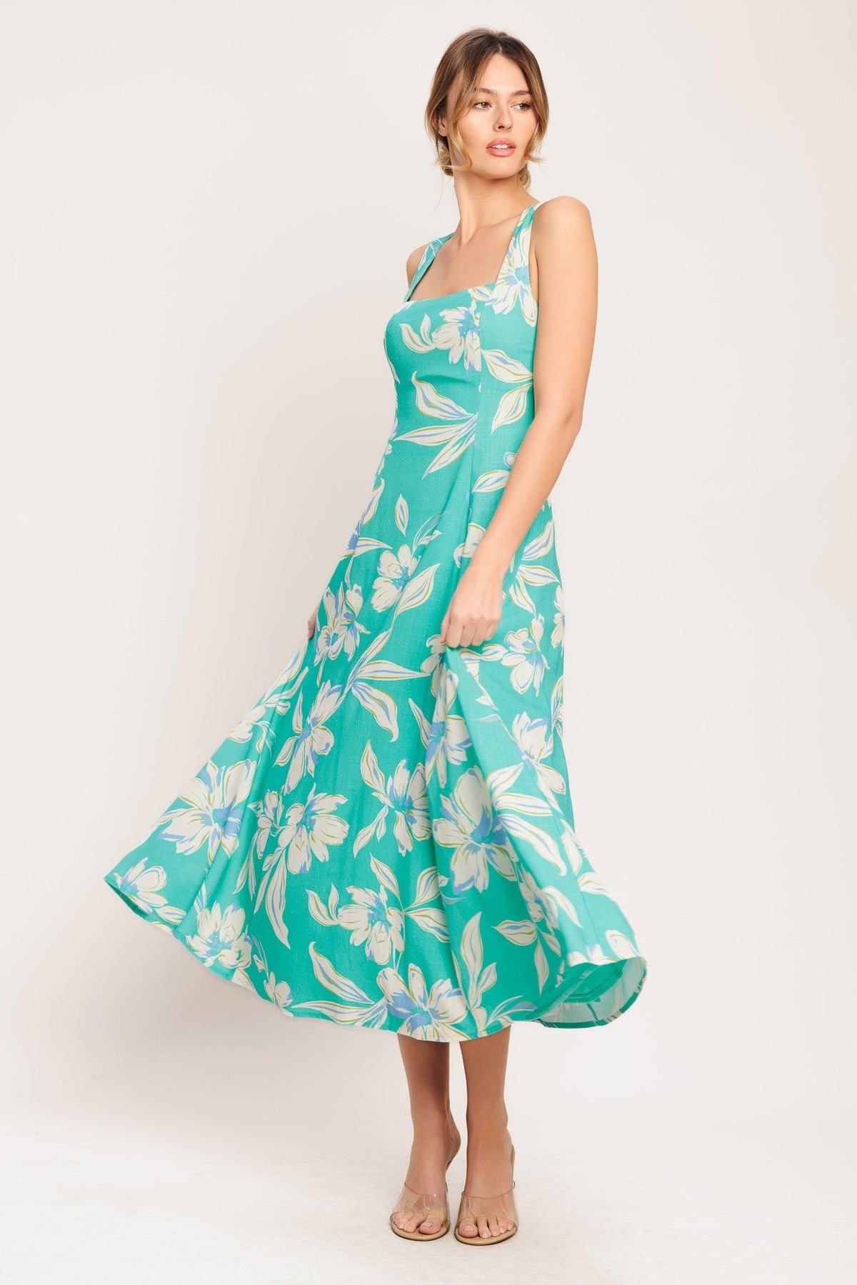 AQUA DAYDREAM WOVEN MIDI DRESS