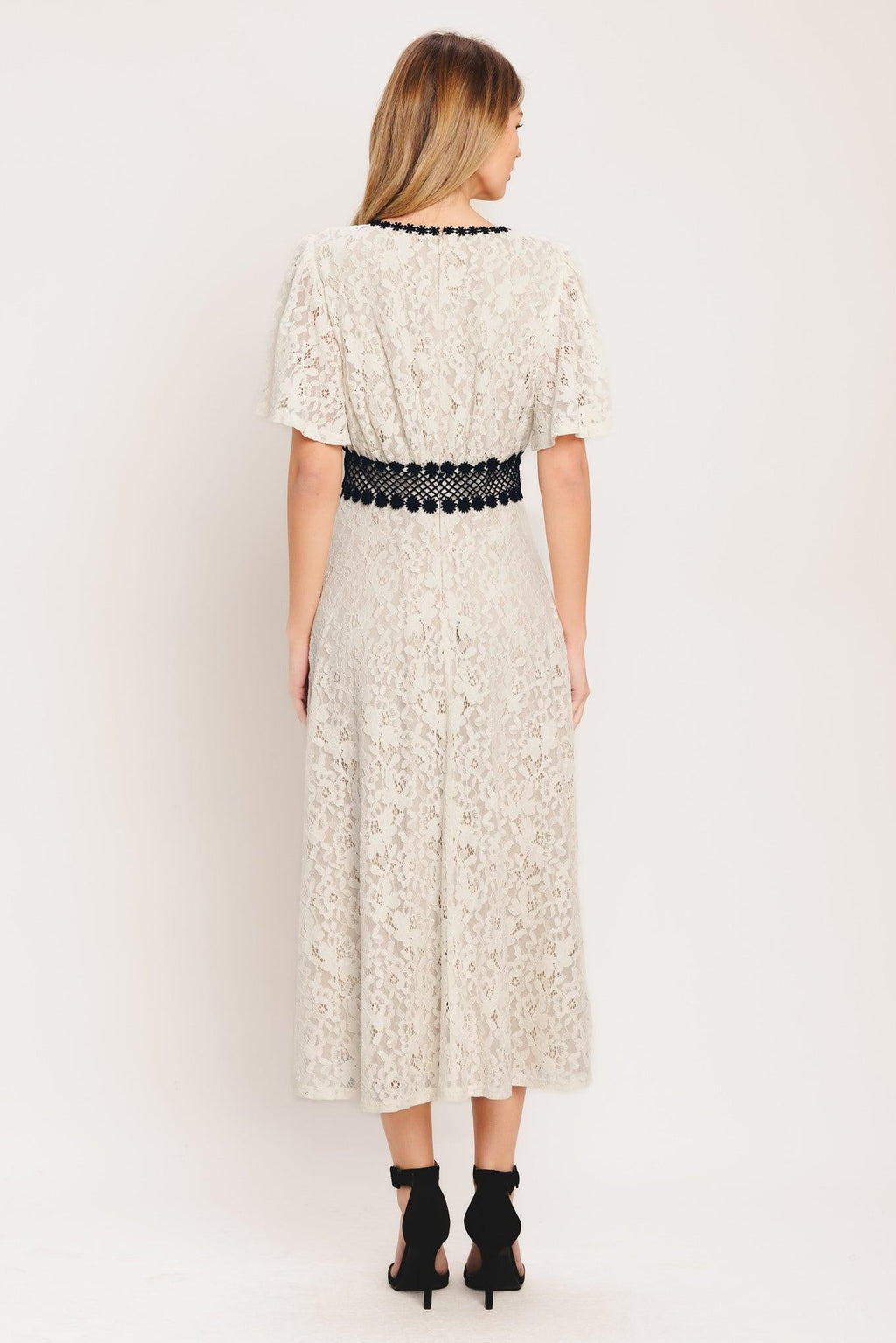 PETITE LUNE WOVEN LACE MIDI DRESS