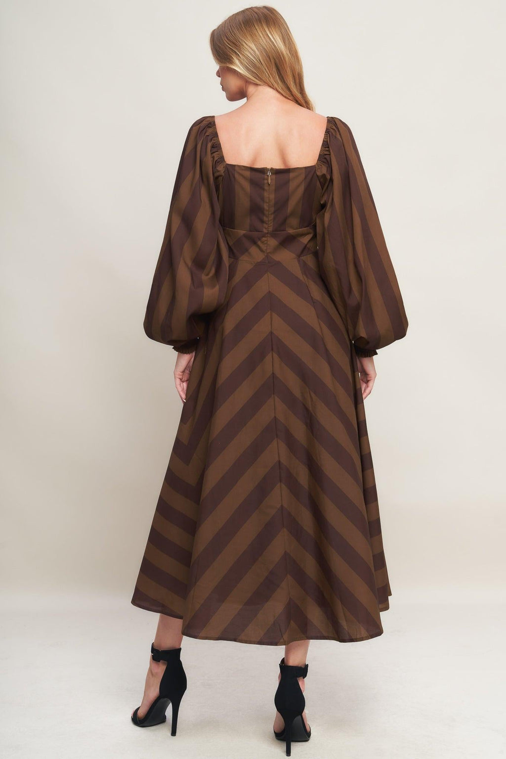 BROWN GODDESS FLOW WOVEN MIDI DRESS
