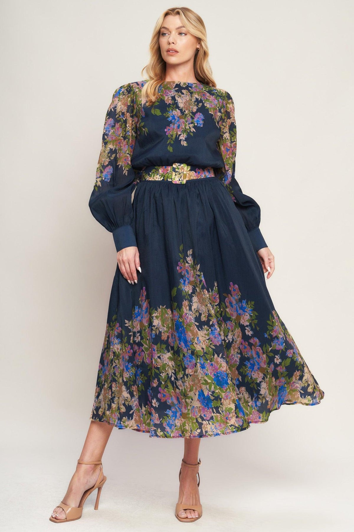 CHARMING TAPESTRY WOVEN MIDI DRESS