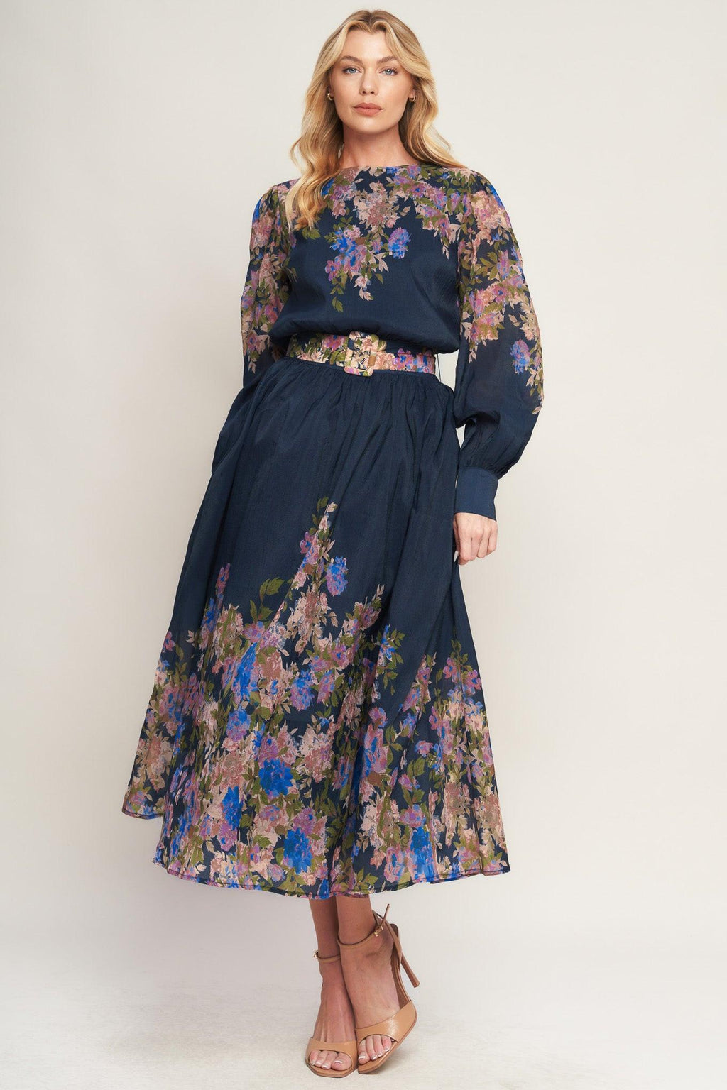 CHARMING TAPESTRY WOVEN MIDI DRESS