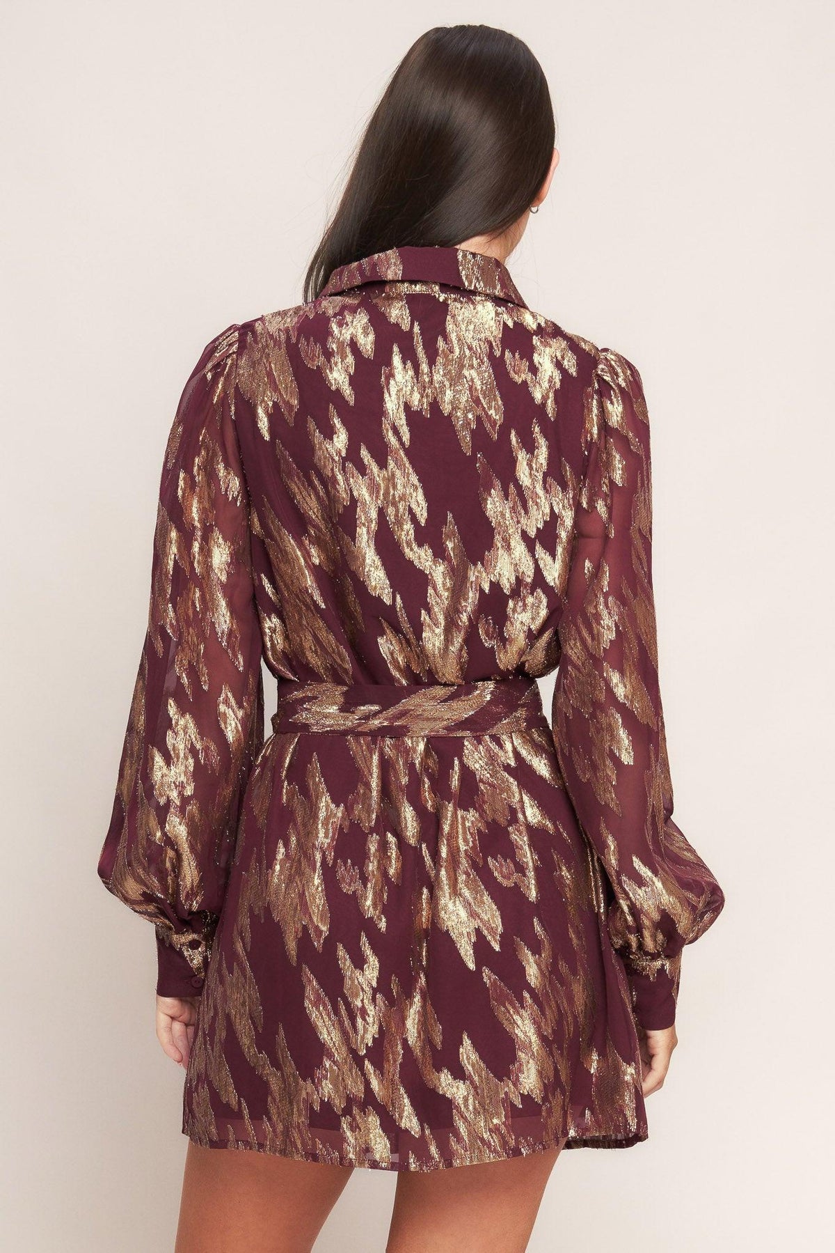 METALLIC MUSE WOVEN MINI DRESS