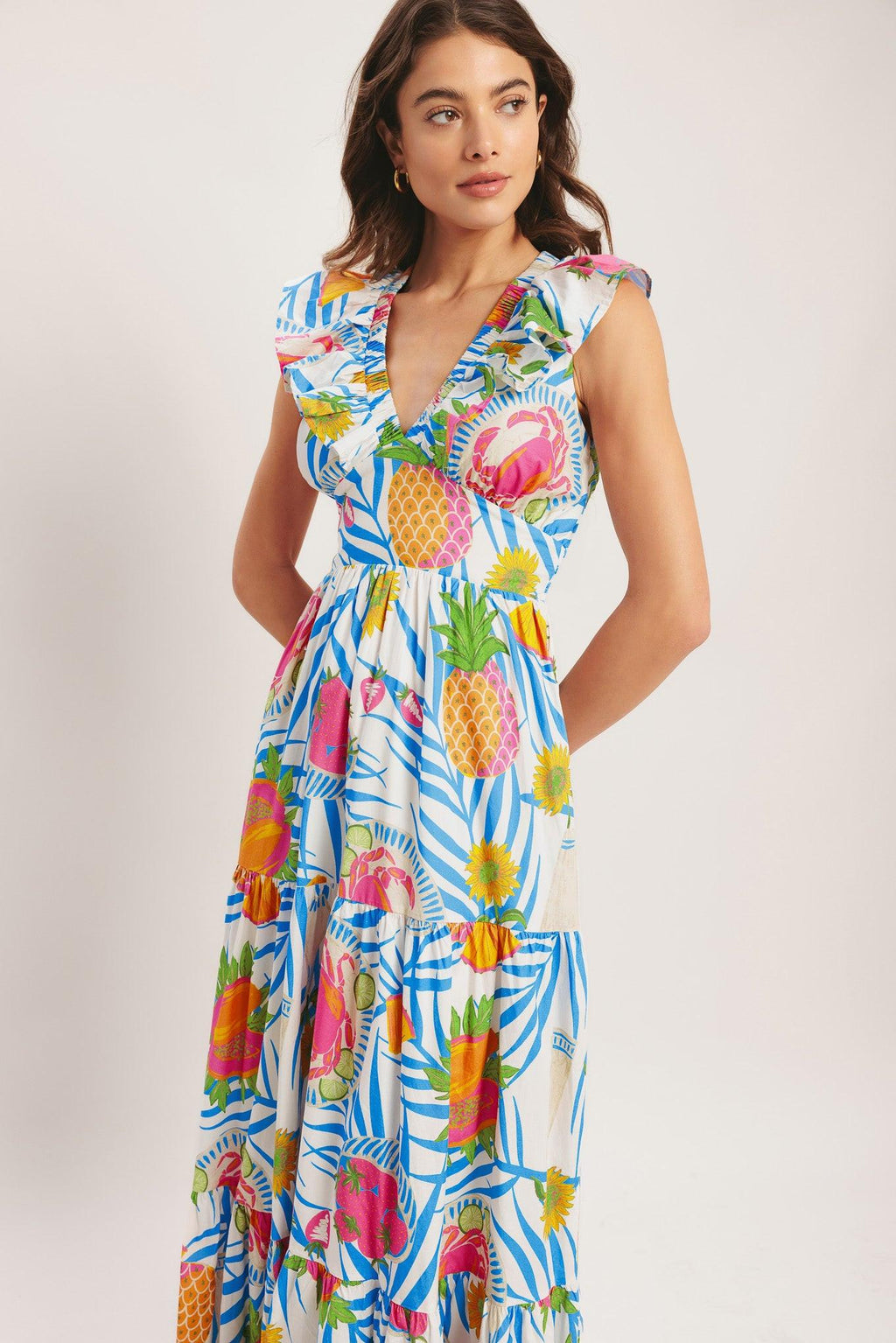PINEAPPLE PARADISE WOVEN MAXI DRESS