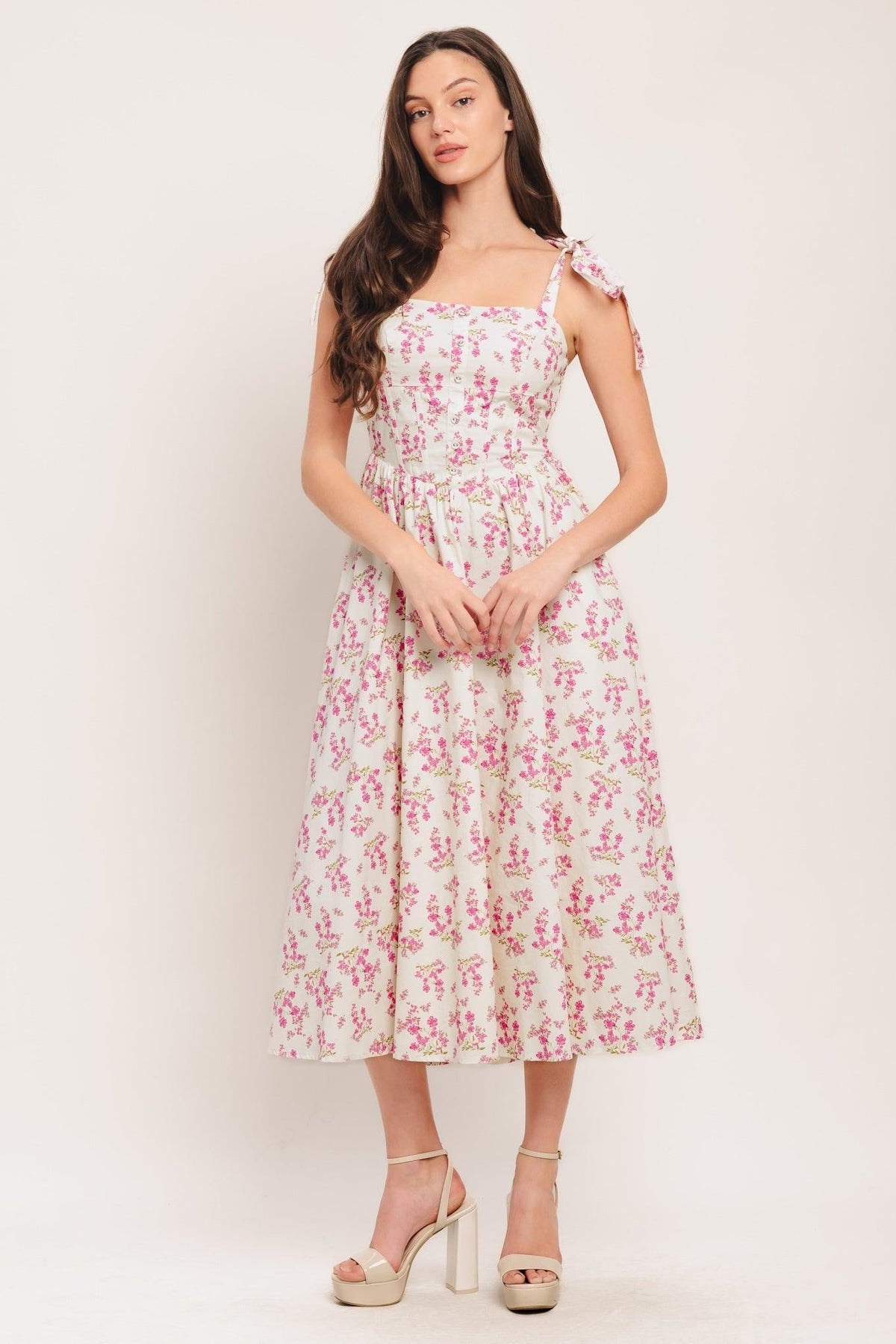 PETALS & PROMISES WOVEN MIDI DRESS
