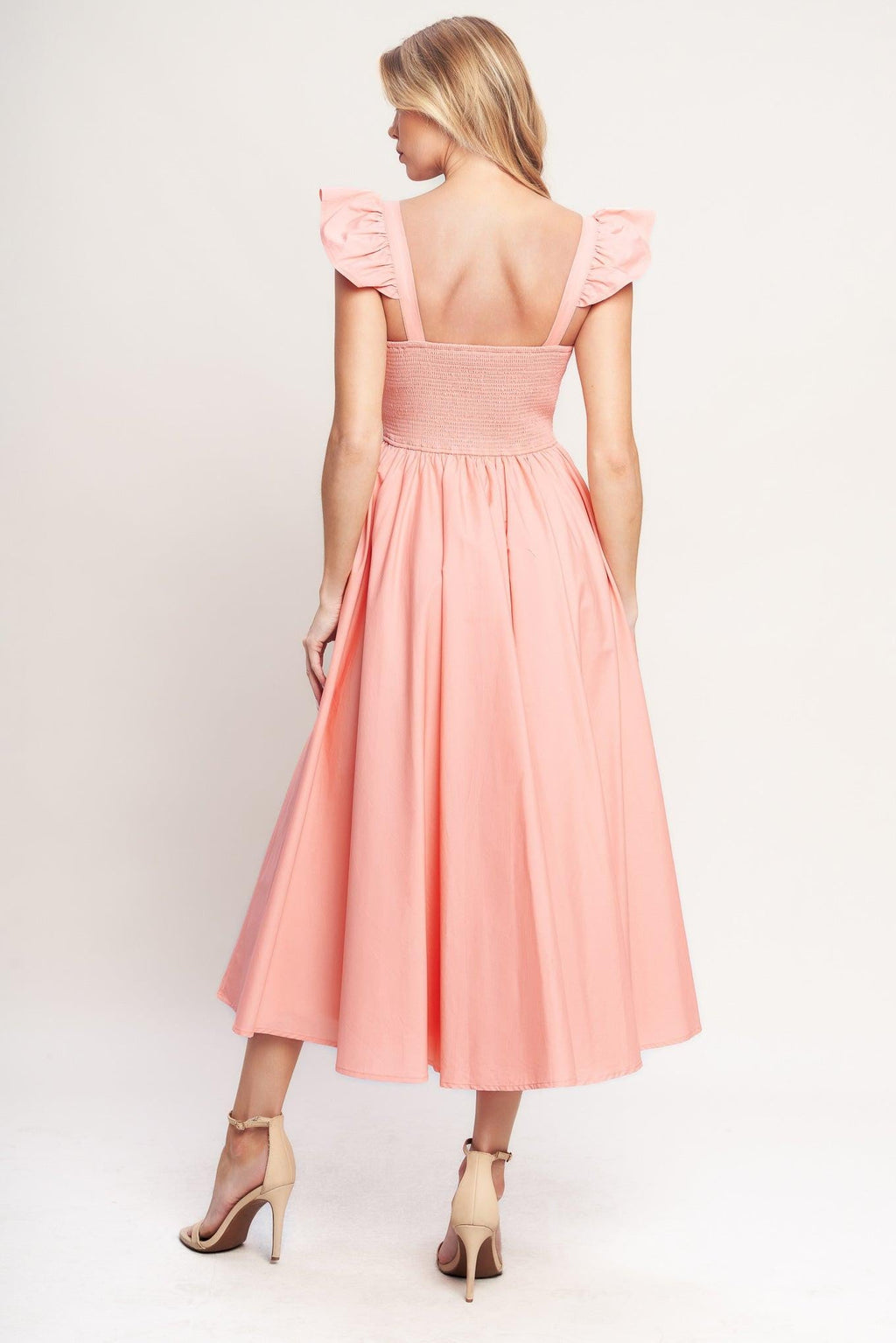 BLUSHED WITH LOVE WOVEN MIDI DRESS