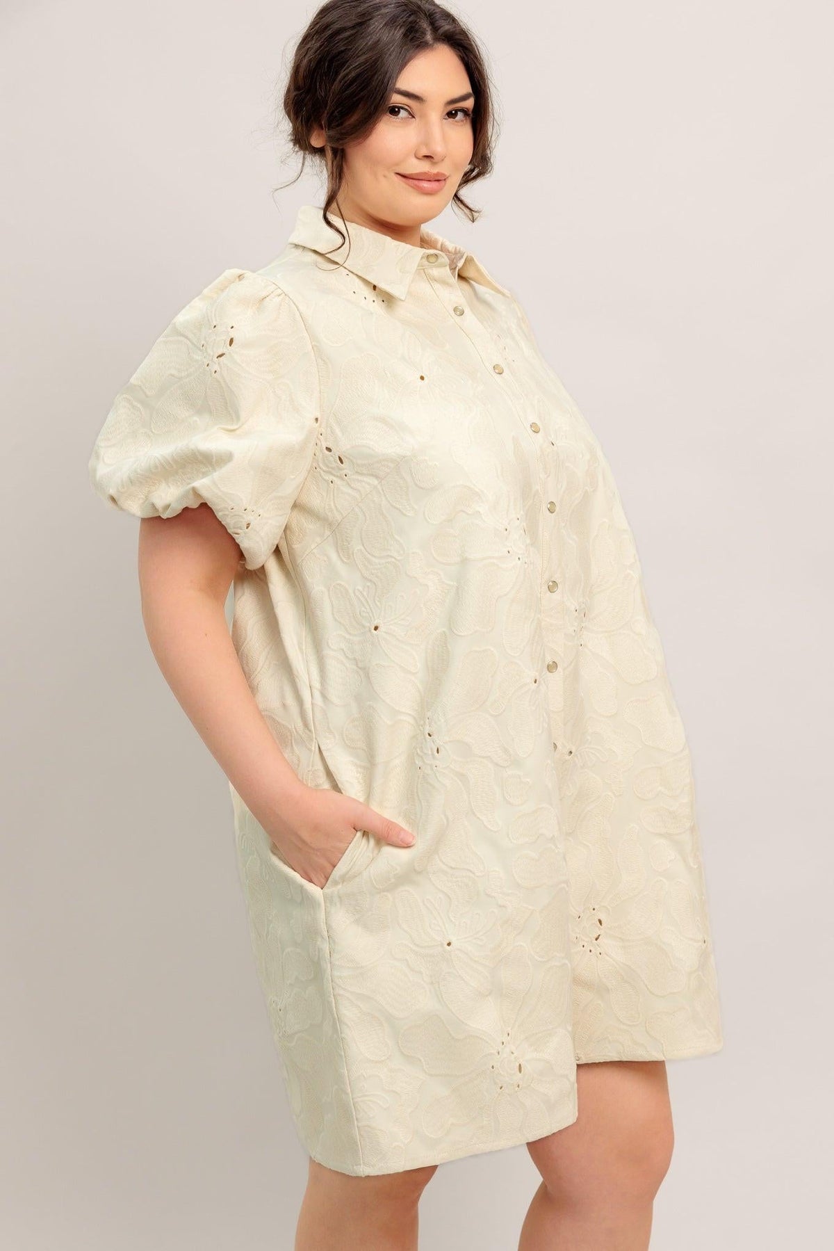 BREATHABLE WEAVE WOVEN MINI DRESS