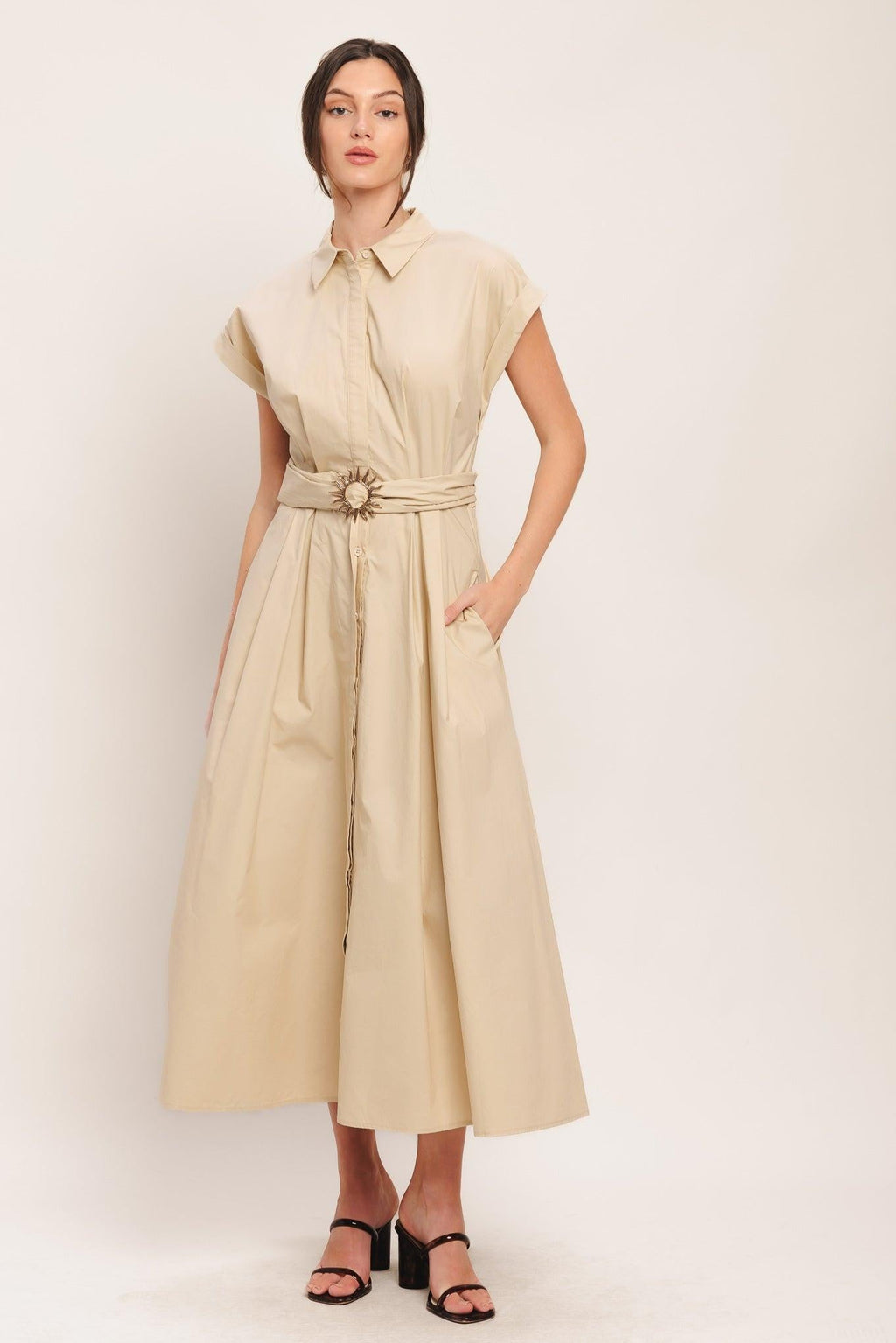 BARE ELEGANCE WOVEN MIDI DRESS