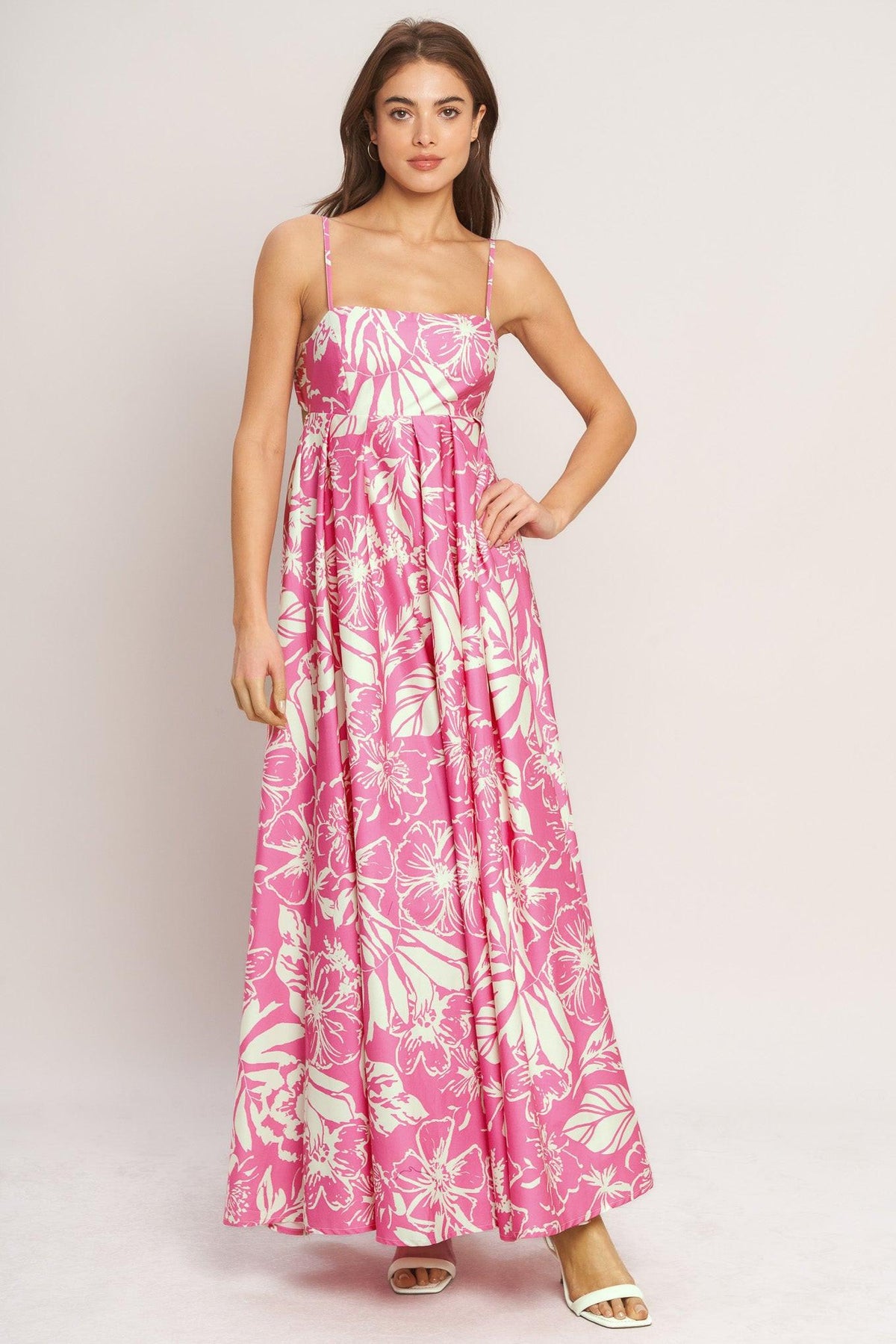 SUMMER HEAT FLORAL WOVEN MAXI DRESS