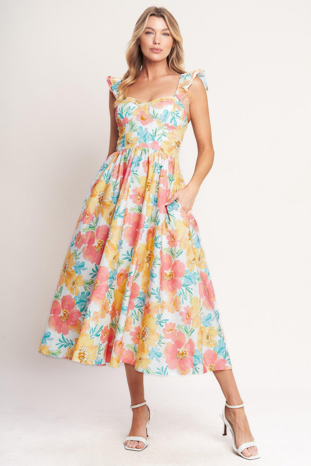 SOFT SUNSHINE WOVEN MIDI DRESS